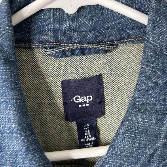 GAP Women’s Denim Trucker Jacket Indigo Blue Size Small Stretch - Picture 4 of 8